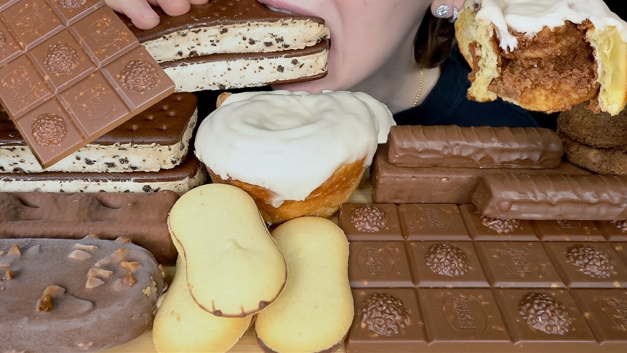 ASMR Cinnamon Roll, Ferrero Rocher Chocolate, Haagen Dazs Ice Cream, Ice Cream Sandwich | VNM ASMR