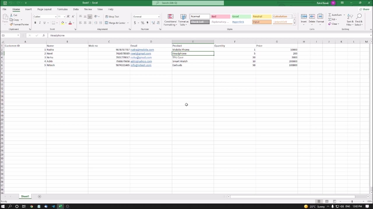 Advance Excel 4 | Inserting Row And Column Headers Using Screen Reader