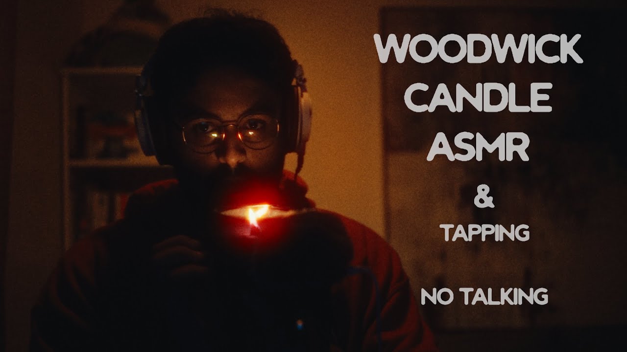 asmr fire crackling sounds (woodwick candle) & glass tapping | no talking | 