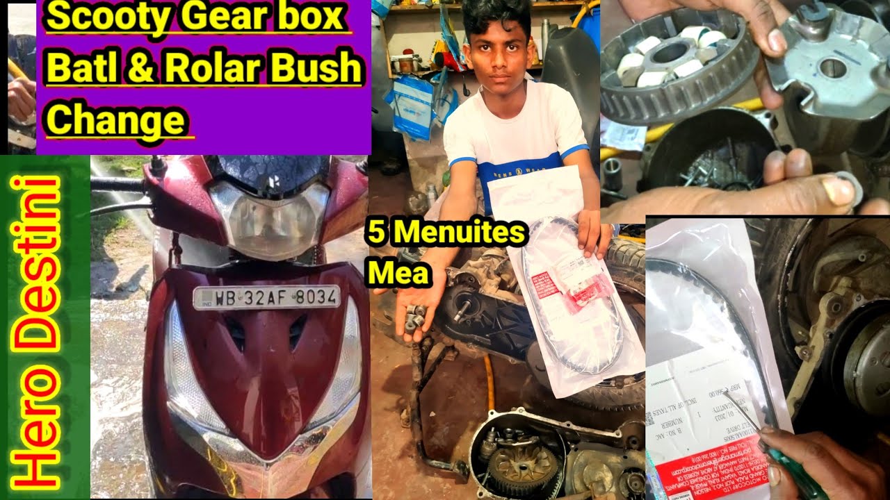 🛵Hero Destiny Scooty Gear Box Balt And Rolar Bush Install 🛵💲