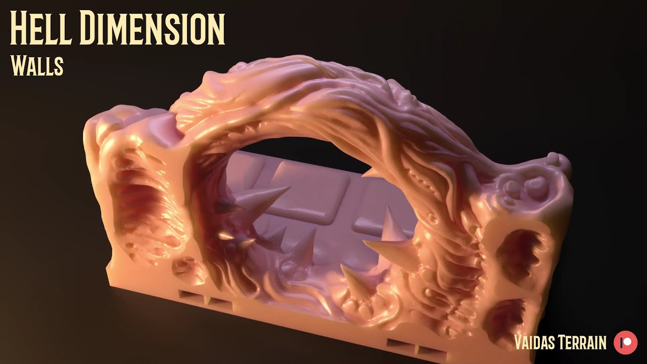 Printable 3d terrain - Hell Dimension: Walls - Model 5