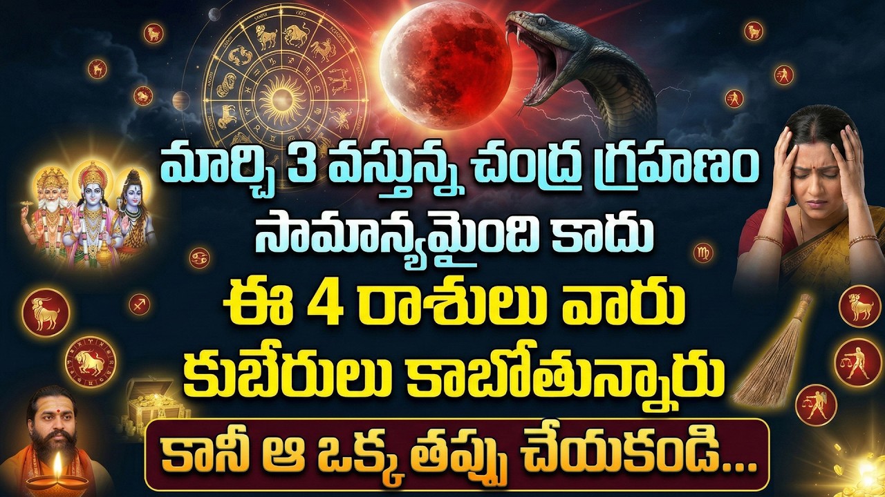 మార్చి3 వస్తున్న చంద్రగ్రహణం సామాన్యమైంది కాదు..ఈ 4రాశులు వారు కుబేరులు కాబోతున్నారు | Lunar Eclipse