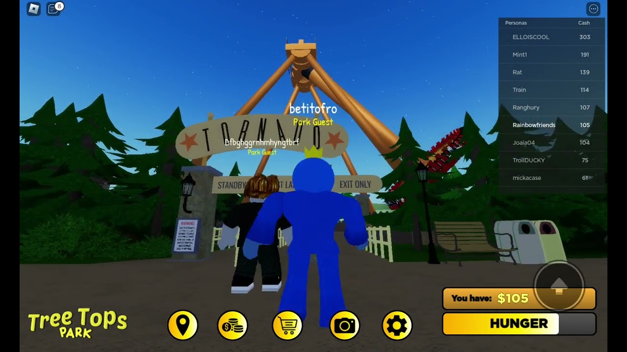 Roblox tree tops themepark en unos paseos locos XD