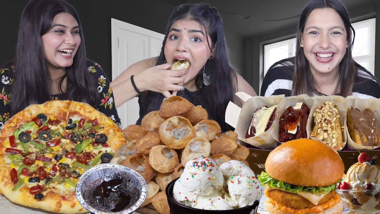 Donkey, Monkey, Well, Come Food Challenge | Golgappa, Pizza, Burger, Momos, Ice Cream, ChocoLavaCake