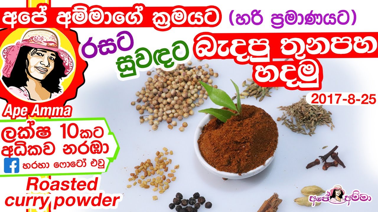 ✔ විශේෂ බැදපු තුනපහ කුඩු Special roasted curry powder recipe by Apé Amma (Thuna paha)