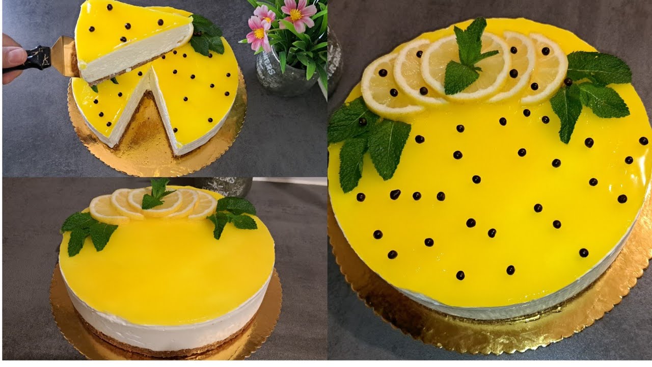 تشيز كيك🍋 الحامض بدون فرن منعش و كريمي ولذيذ بطريقة سهلة وبسيطة