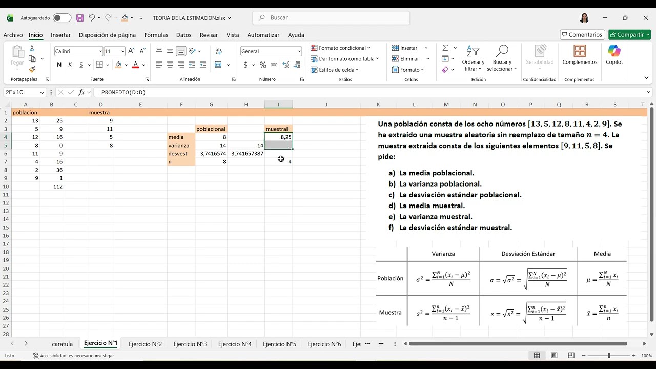 Estimación Estadística en Excel - Ejercitario 5 - Ejercicio 1
