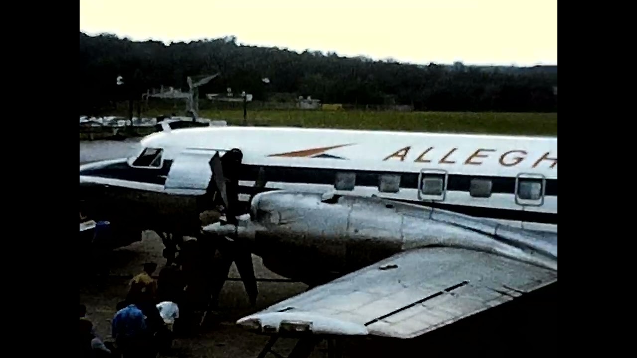 1972 Allegheny Airlines Boarding and Takeoff, 8mm vintage film, stock footage #501b