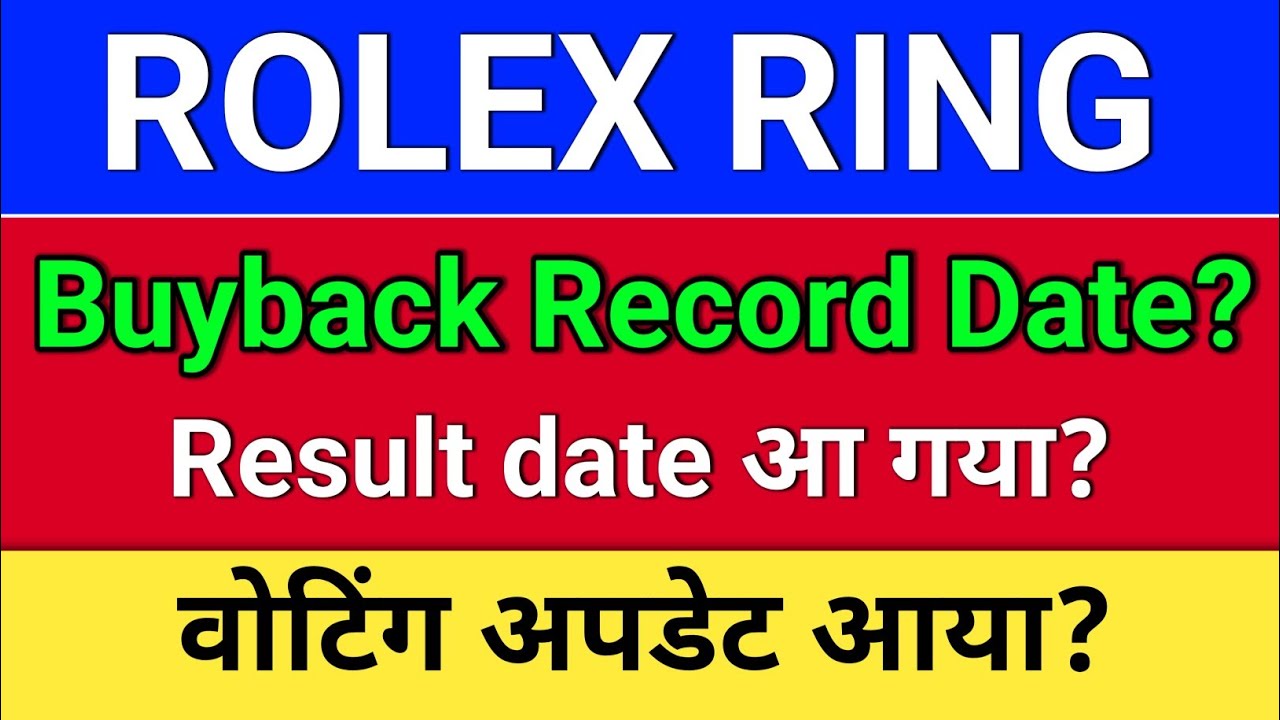 rolex ring buyback, Record Date? Result date आ गया? rolex rings share latest news