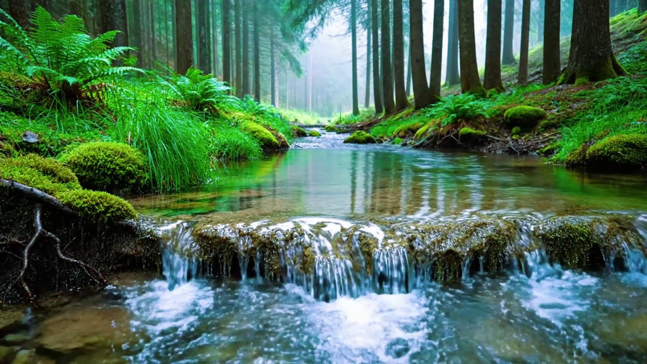 Calming Forest Ambience | River Flowing Birds Chirping in Hidden Forest Ambience for Rest, Medicine