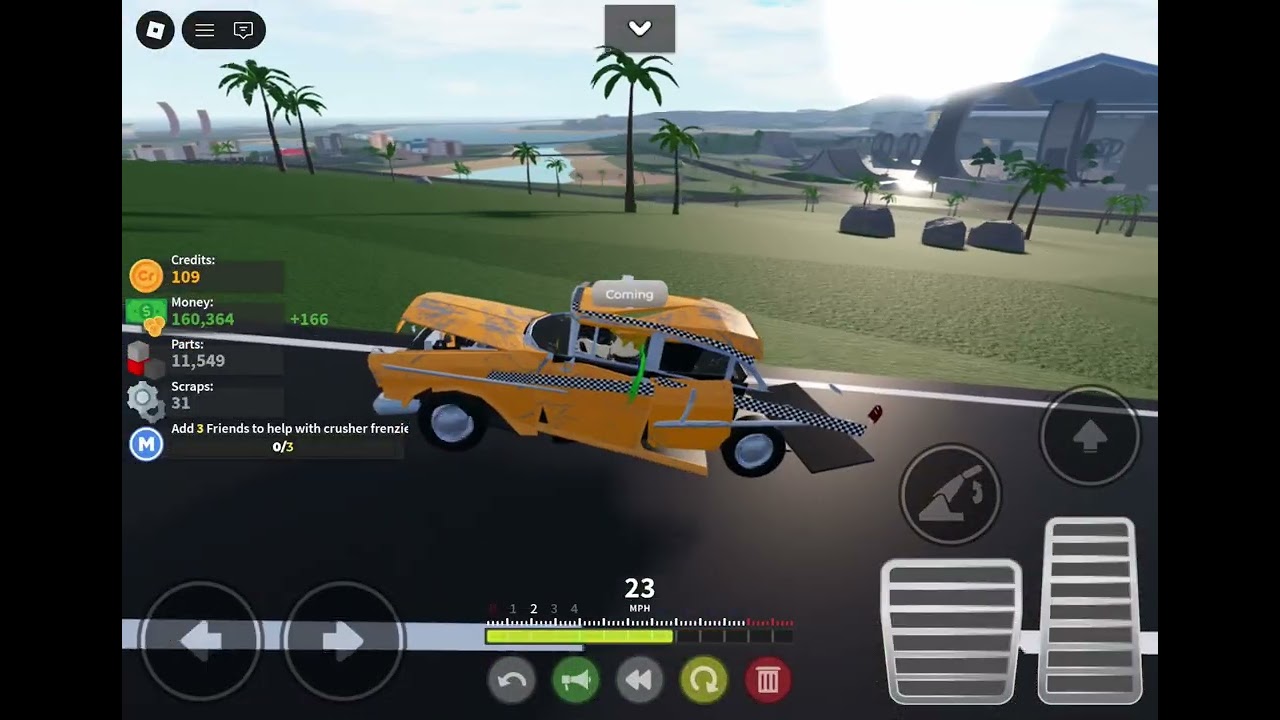 Playing car crushers with my friend 