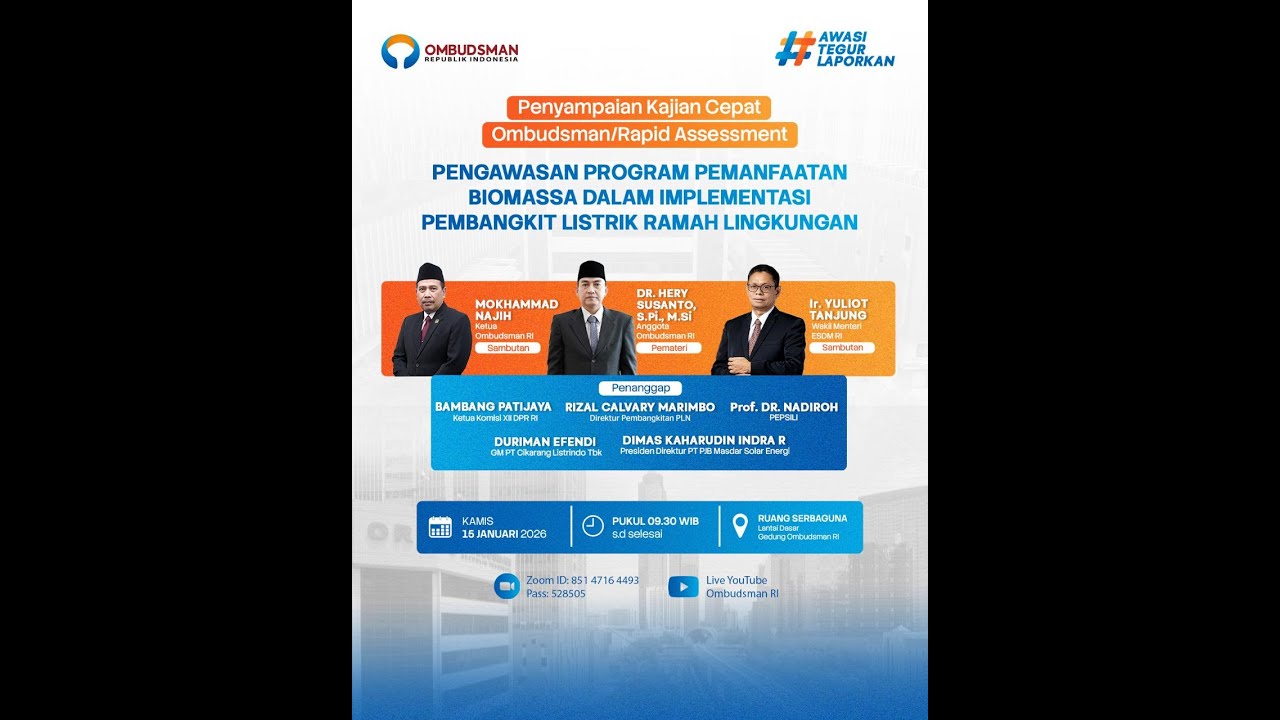 Penyampaian Kajian Cepat Pemanfaatan Biomassa dalam Implementasi Pembangkit Listrik Ramah Lingkungan