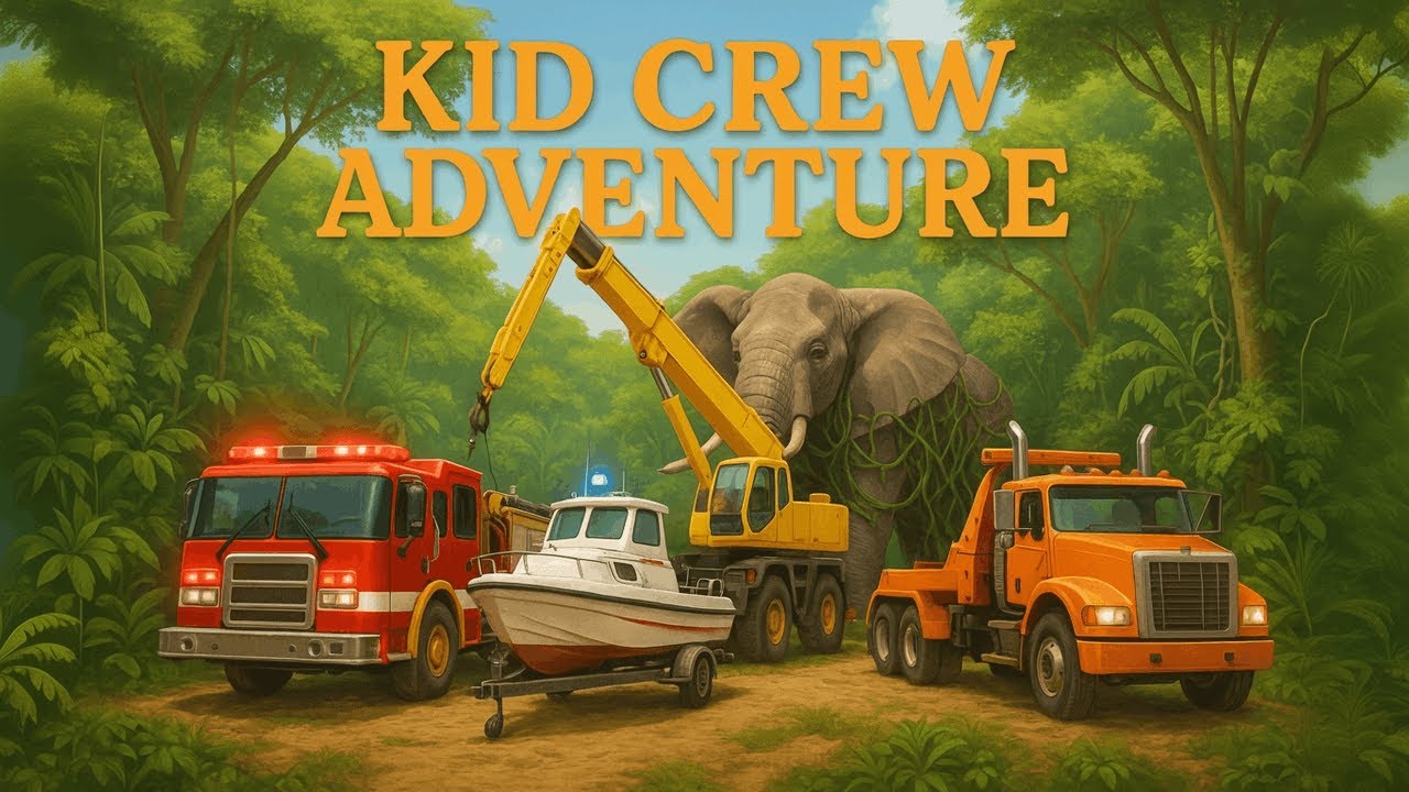Kids Rescue Elephant with Fire Truck, Crane, Boat & Tow Truck 🚒🐘|Fun Educational Adventure for Kids
