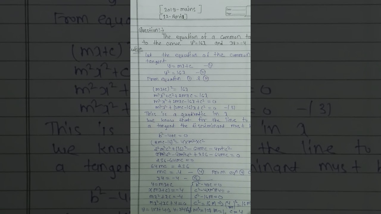 jee mains math Pyq 2019 (april).