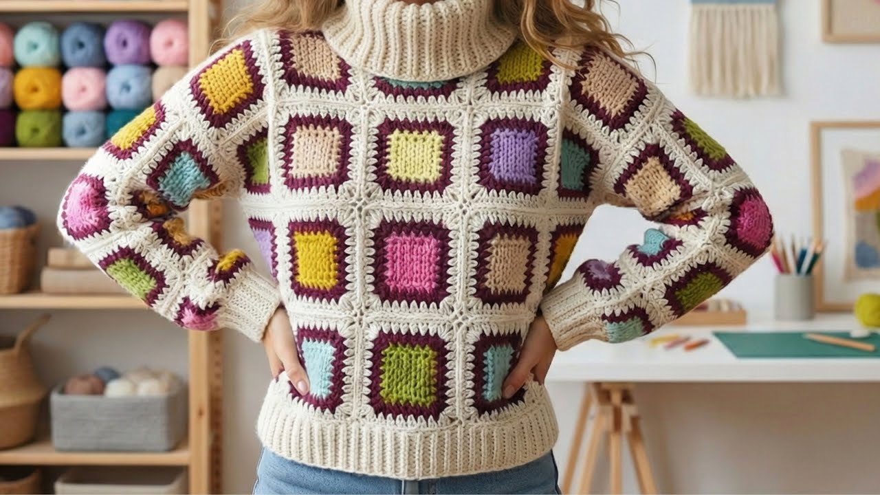 Örgüde Devrim! 🚀 İki Tekniği Birleştirdim, Bu Kazağa Herkes Bayıldı (Tunus İşi + Tığ İşi) - Crochet