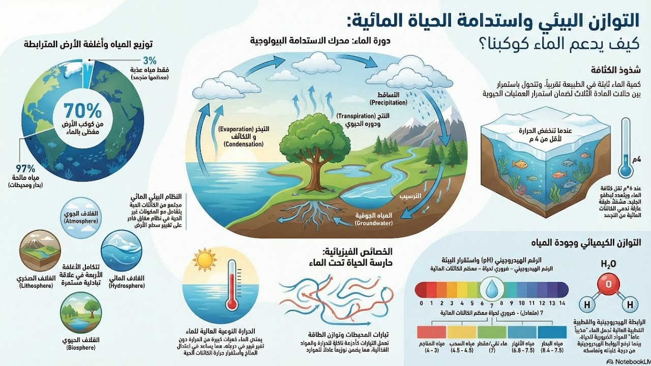 التوازن البيئى واستدامة الماء - الصف الأول الثانوي 