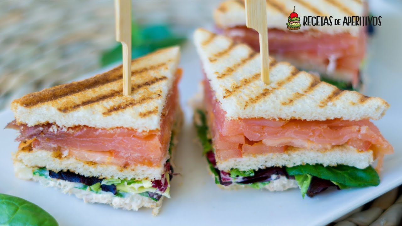 Mini SÁNDWICH de SALMÓN AHUMADO de 3 PISOS - RECETA FÁCIL #19