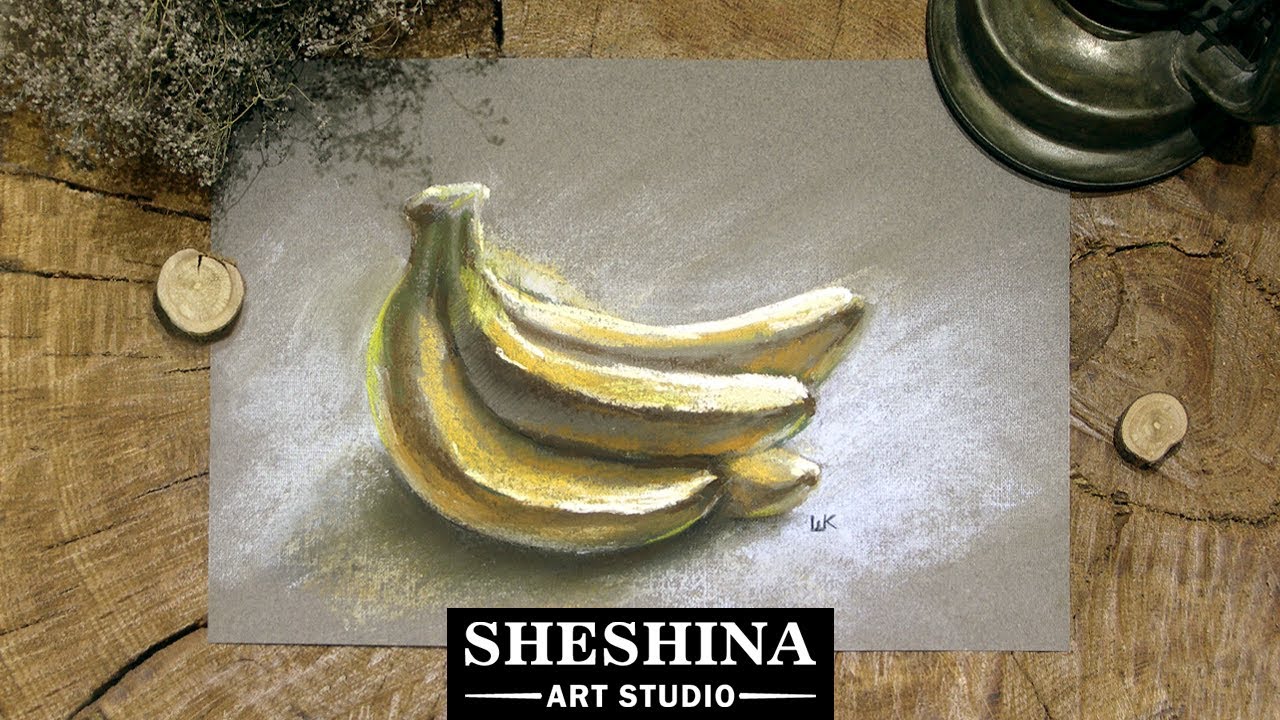 How to draw bananas with soft pastels 🎨 Fruits