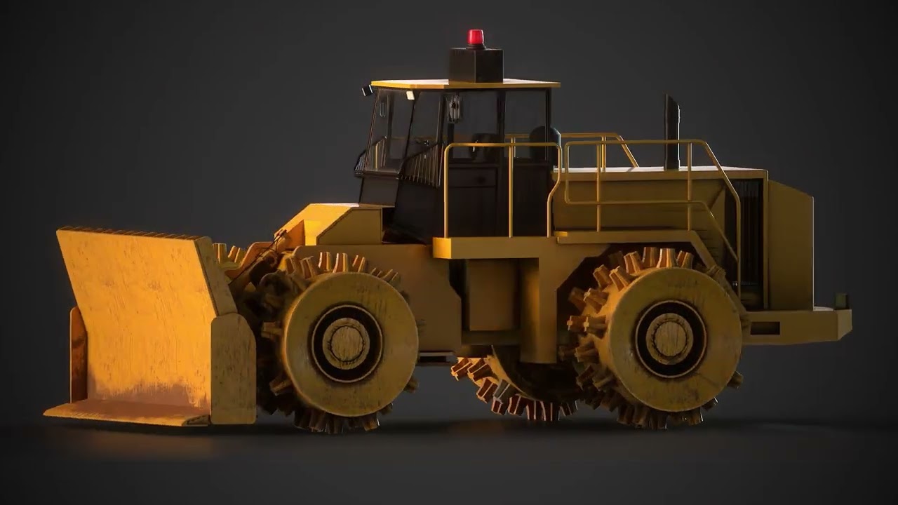 836H Landfill Compactor- CAT Low-poly 3D model