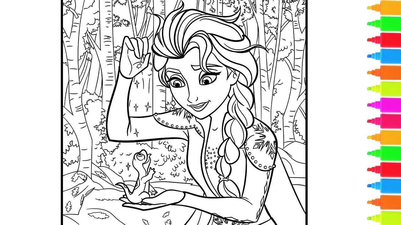 Disney Frozen Elsa, Anna, Kristoff, Sven, Olaf | Coloring Book Pages