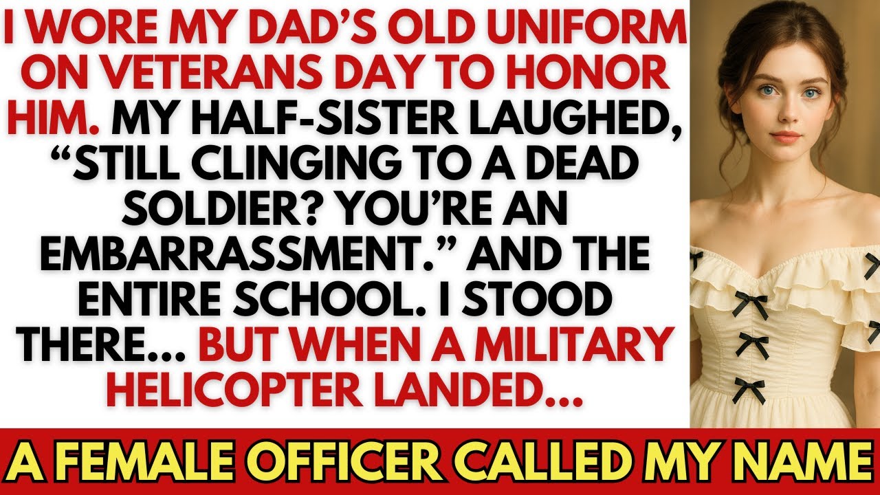 I Wore My Dad’s Uniform. My Sister Mocked Me—Then A Helicopter Landed. She Froze. So Did Everyone.