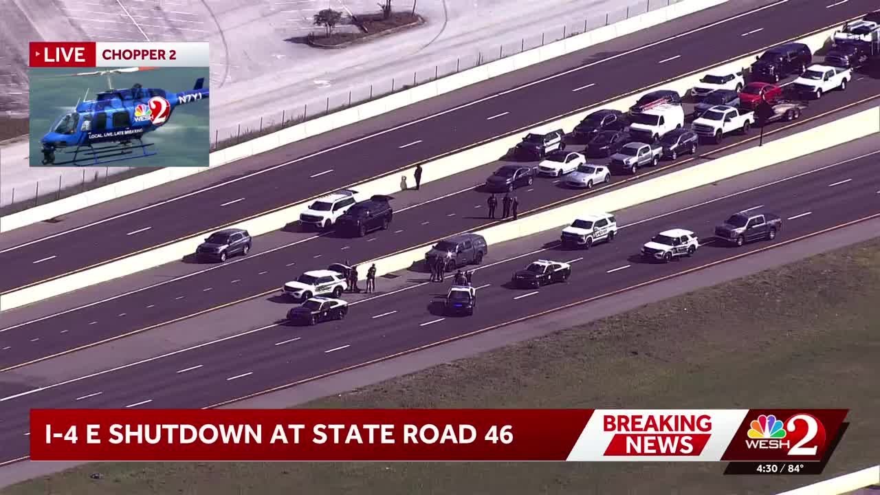 Автомагистраль I-4 в восточном направлении закрыта в районе Сэнфорда, ведутся поисковые работы.