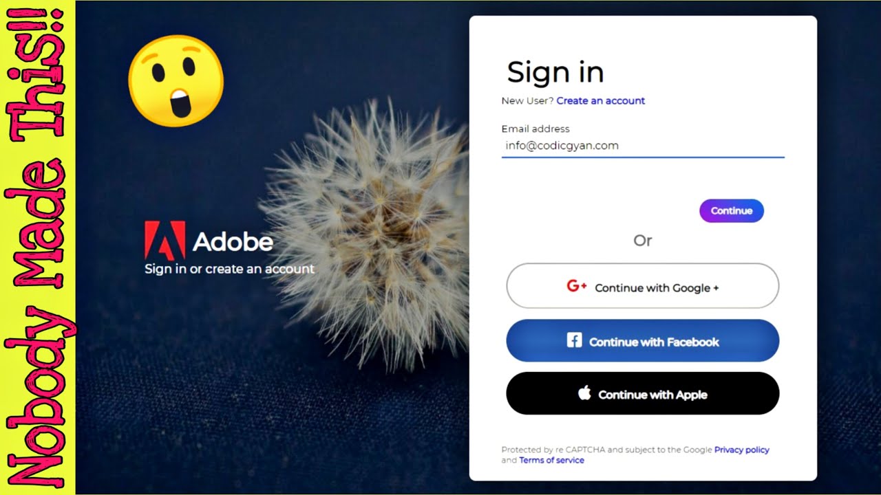 Adobe Sign In Page with random background images || Using html and css