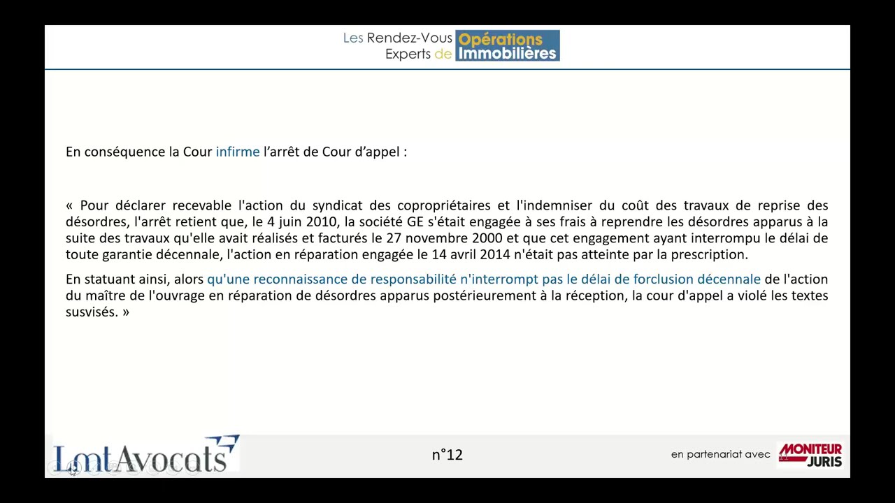 Rendez-vous Experts Opérations Immobilières : Actualité du droit de la construction