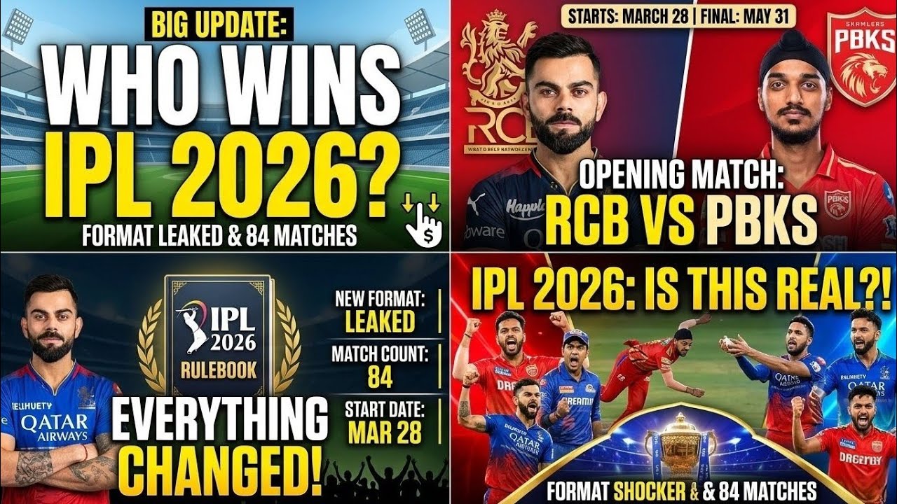 IPL 2026 Big Update | IPL Schedule, Format, Venue, Opening Match | RCB vs PBKS First Match