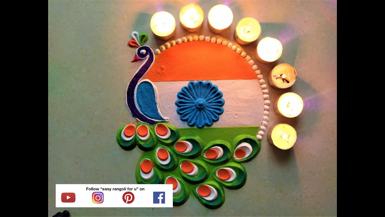 15 August Special Tiranga Peacock Rangoli Design #independenceday #republicday #26hanuaryrangoli