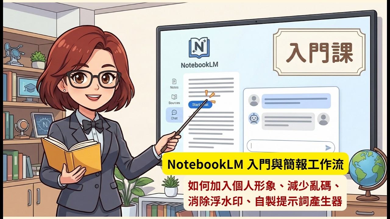 NotebookLM 第一堂課：新手入門與簡報工作流 | 在簡報加入個人形象、減少亂碼、消除浮水印、自製提示詞產生器