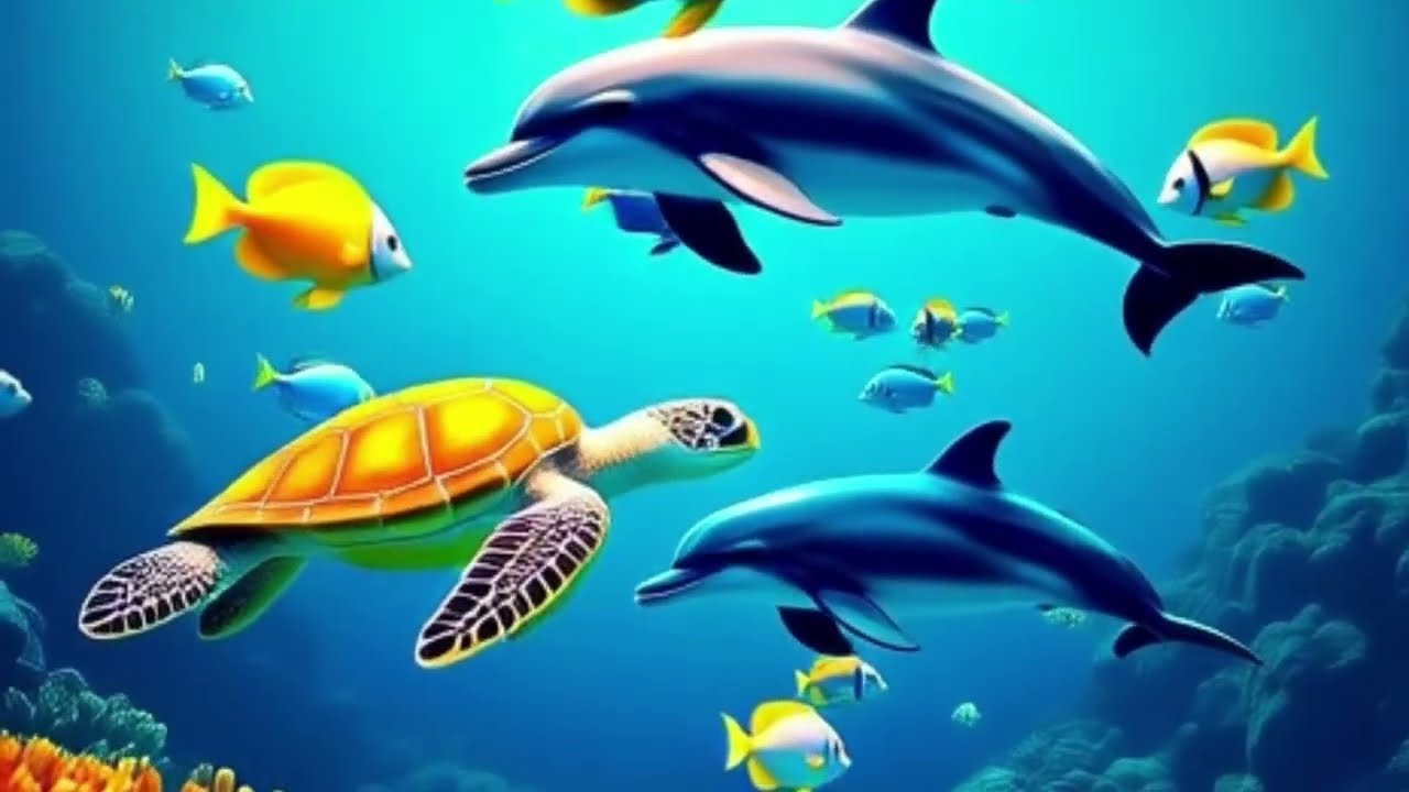 Learn Underwater Sea Animals for Kids | Fish, Octopus, Shark, Dolphin, Whale, Turtle, Starfish, Crab