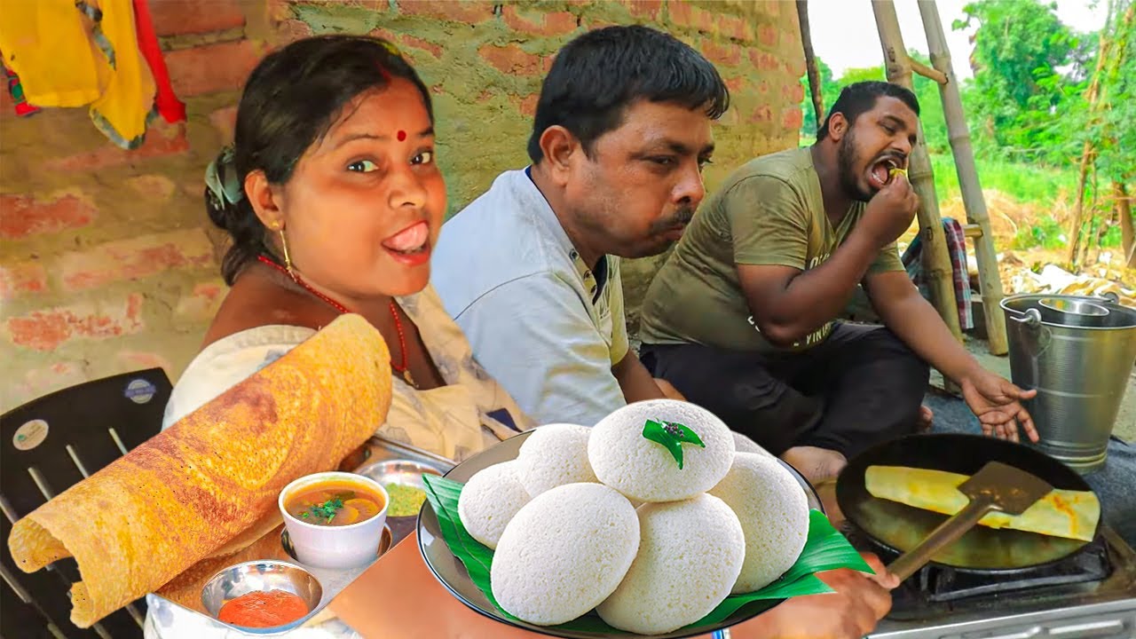 24 hour Eating South Indian food challenge - Dosa Idli Sambhar Nariyal Ki Chatni With All Family