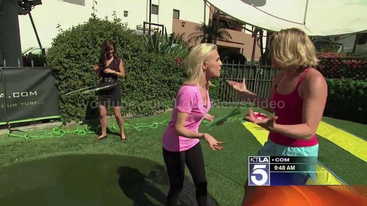 Megan Henderson Hula Hoops in a short skirt