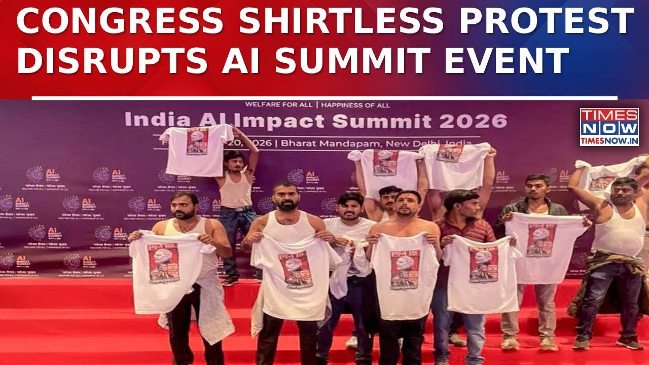 Shirtless Protest At Delhi AI Summit: Congress Workers Detained, BJP Calls It ‘National Shame’