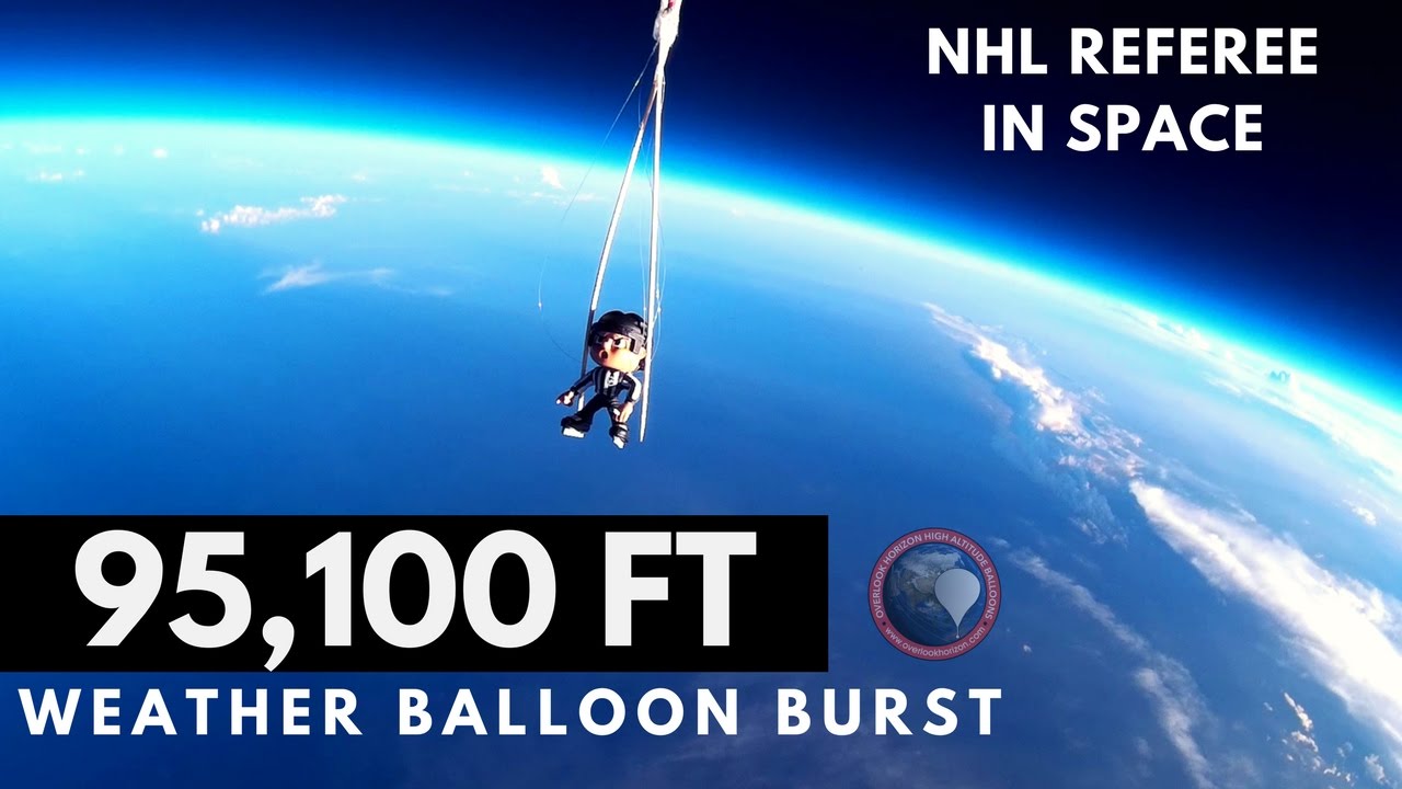 GoPro NHL Referee in Space @ 95,100 FT. | Weather Balloon Burst | Ref Cam | OLHZN-4