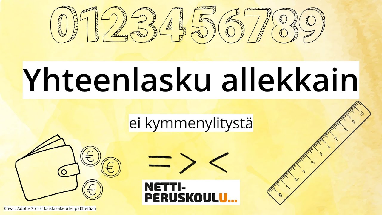 ama1: Yhteenlasku allekkain - ei kymmenylitystä (perusopetus)