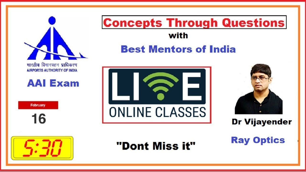 AAI | Concepts through Questions Series | Live |  ATC AO  Physics | Ray Optics-1 | Dr Vijayender
