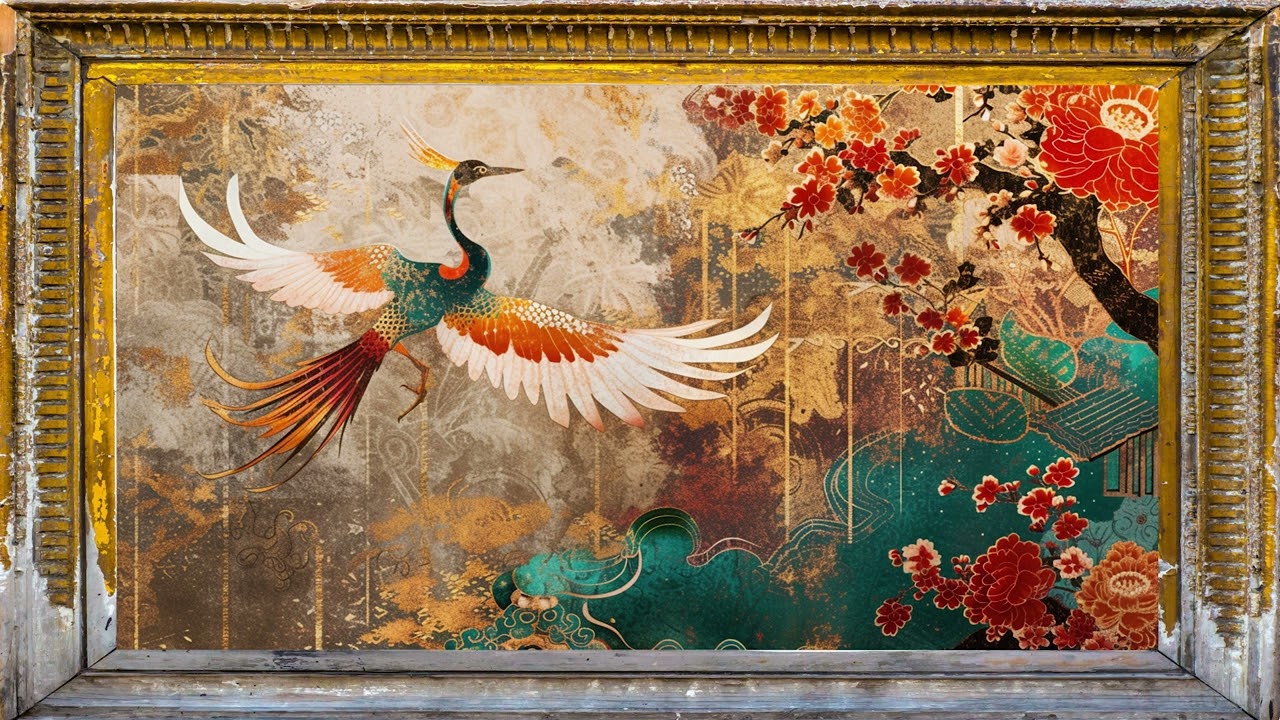 10 HOURS 4K TV Wallpaper Art: Mesmerizing Phoenix Painting - Transform Your Room with Frame Wall Art