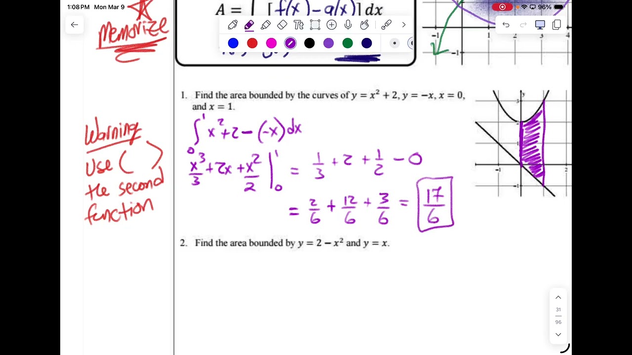 3,9 Calc 8.4 Arwa between curves with respect to x