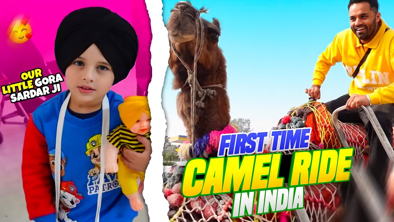 NOAH WEARING A PAGH - Our Little Gora Sardar Ji! First Time On A Camel, CAMEL RIDE In India 😱