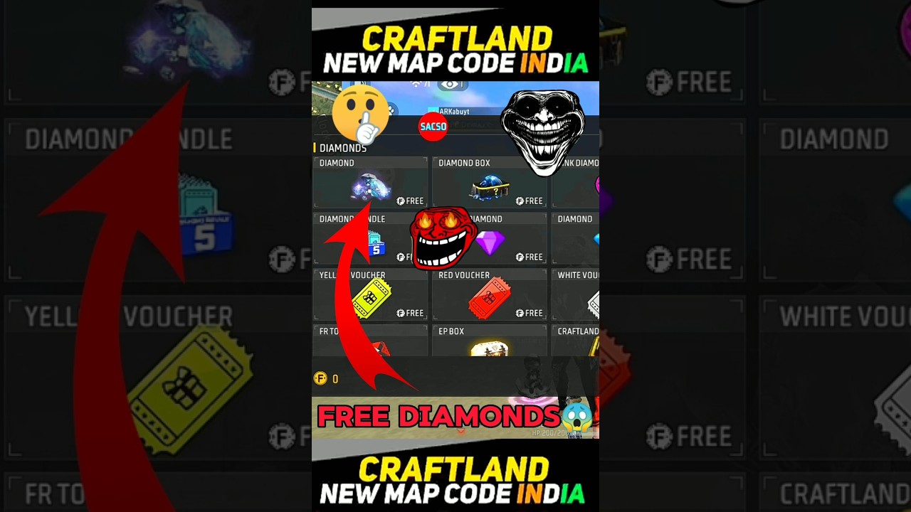 UNLIMITED DIAMONDS 💎 MAP CODE 🤫 IN FREE FIRE | CRAFTLAND CODE 😱#trending#freefire#freediamonddimond