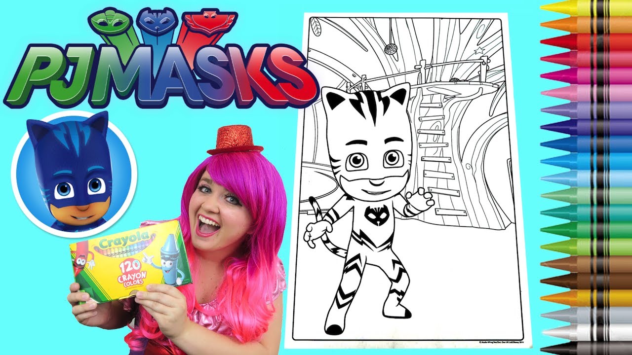 Coloring Catboy PJ Masks Disney GIANT Coloring Book Page Crayola Crayons | KiMMi THE CLOWN