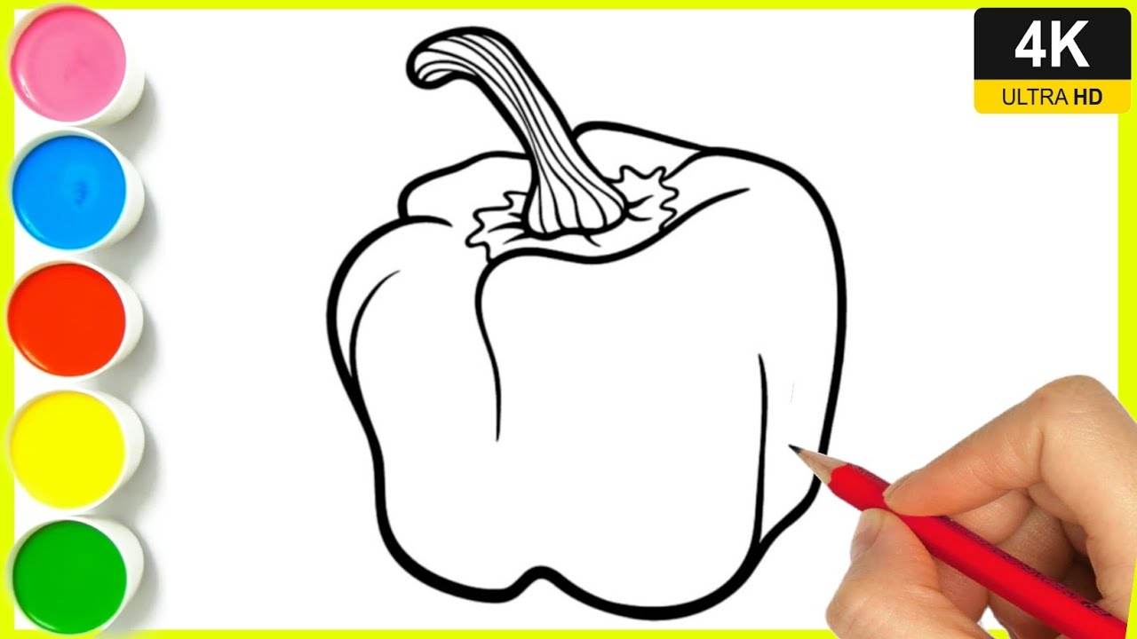 Capsicum 🫑 vegetables drawing  || how to draw green capsicum drawing | step by step capsicum drawing