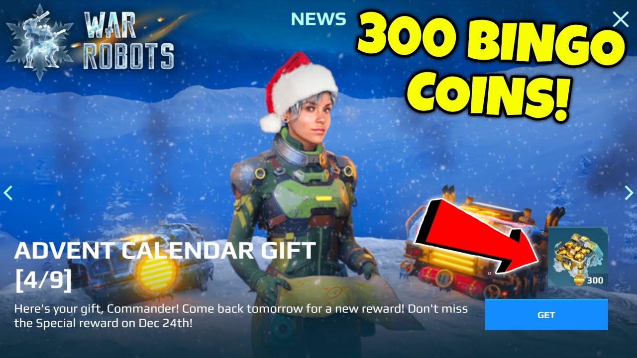 FREE 300 BINGO TOKENS! War Robots Advent Calendar Event Day (4/9)