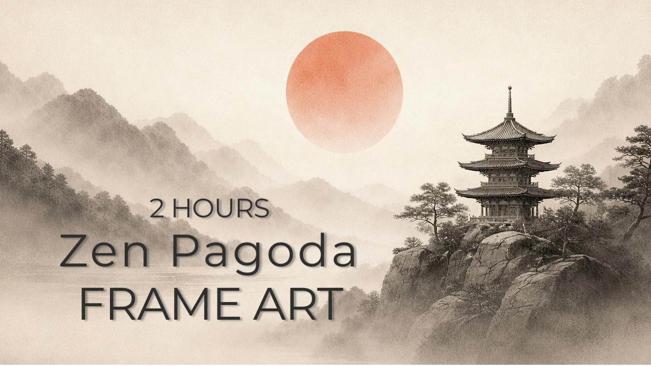 2 Hours Zen Pagoda Landscape | Relaxing Japandi Art for TV