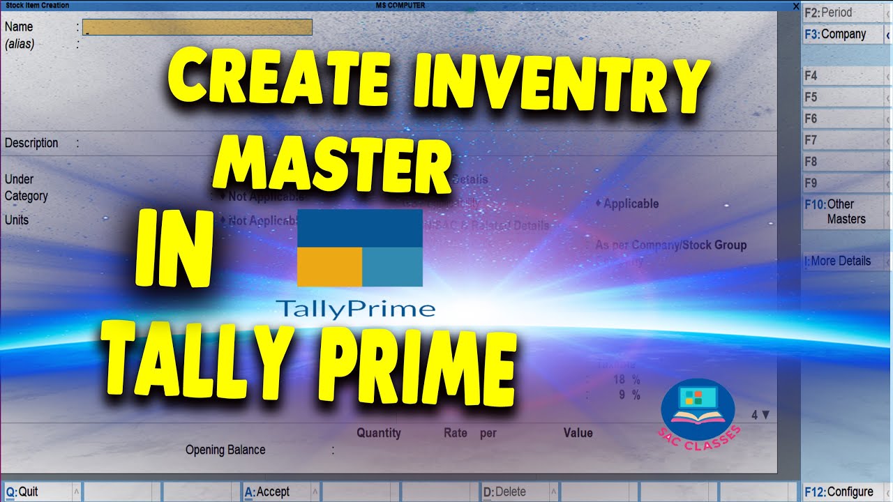 Как создать справочник товаров в Tally Prime ||