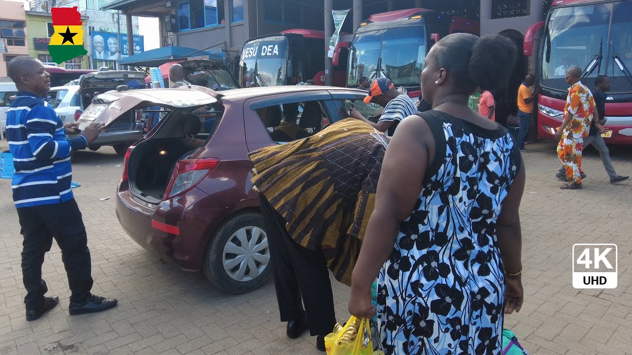 Asafo Bus Station Tour in Kumasi Ghana 4K