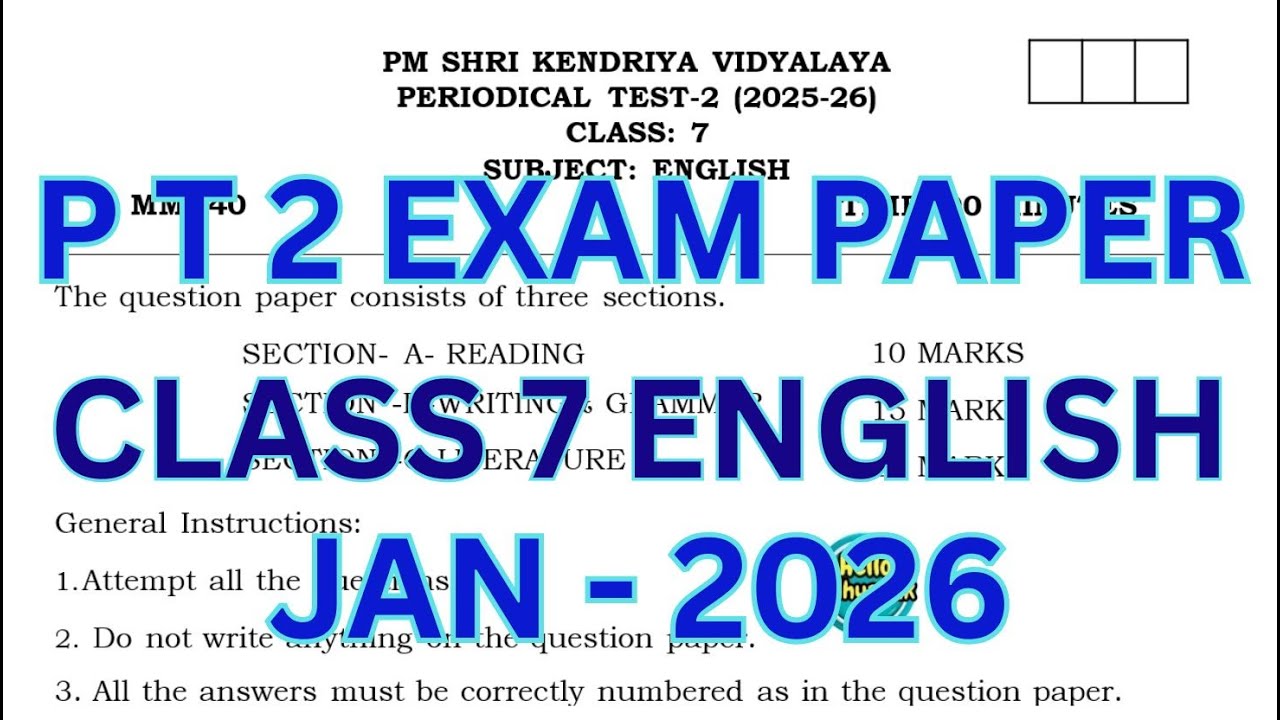 Class 7 ENGLISH PT 2 Exam 2025 | With Answers | #cbse #kv #helloadhyapak #pt2 #ncert2025