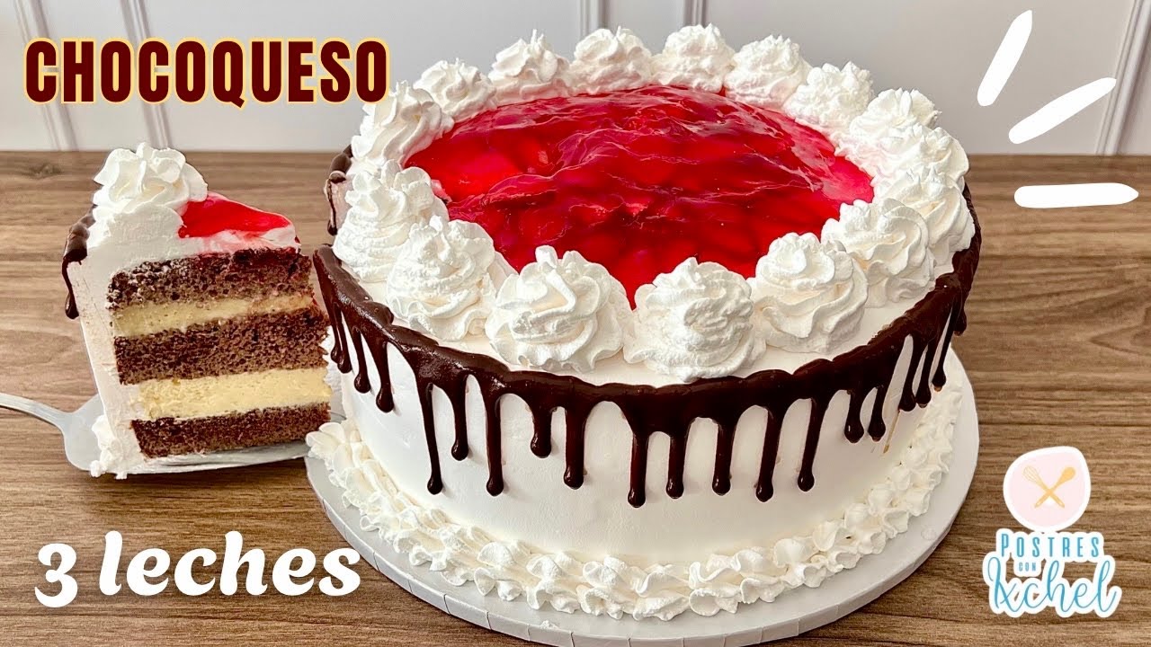 CHOCOQUESO 3 LECHES | PASTEL DE CHOCOLATE RELLENO, CHEESECAKE Y CREMA PASTELERA | POSTRES CON IXCHEL
